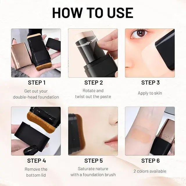 3 in 1 Korean Stick Foundation multi-use Double Head Foundations Make up Sticks - Pack of 1